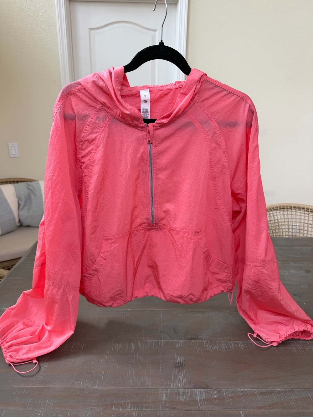 Lululemon Lightweight Hooded Half-Zip Pullover Jacket Pink Size 10 NWOT